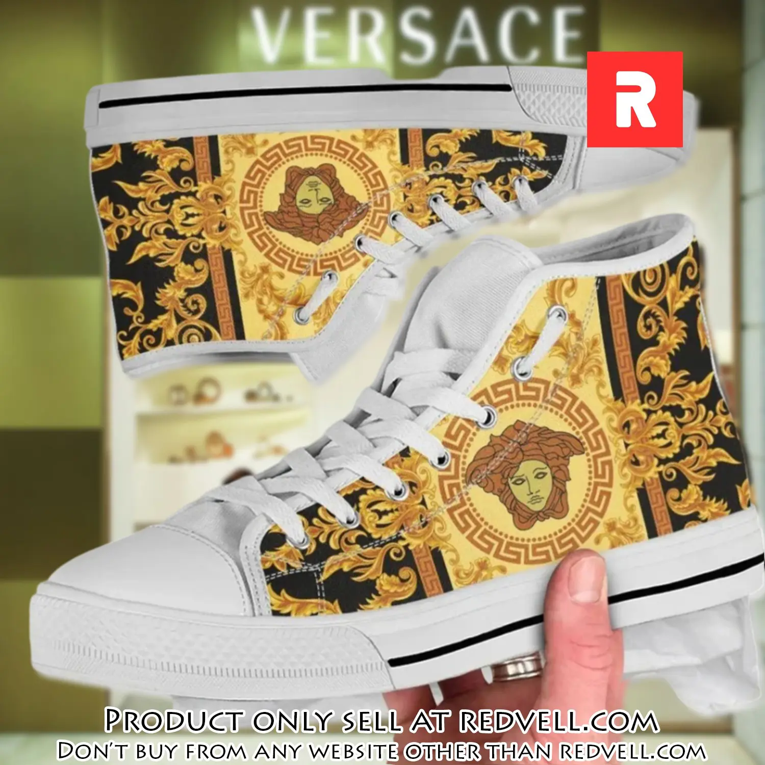 Versace medusa golden high top canvas shoes luxury brand gifts for men women rv4141706